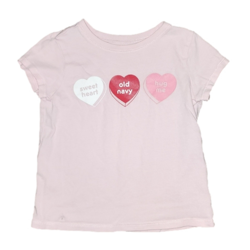 𝅺OLD NAVY Pink Short Sleeve Tee with Candy Hearts